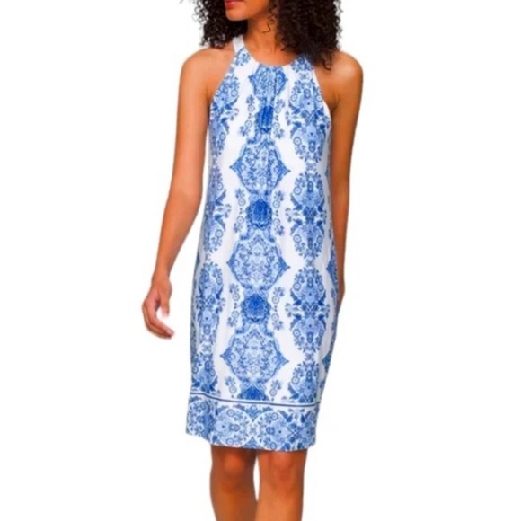 SOMA Halter Bliss Blue White Bra Dress Built In Bra X Large - Picture 1 of 13